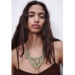 Zara stone crochet necklace